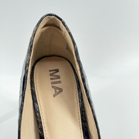 Mia Margo Black Embossed Snakeskin D’Orsay Pointed Toe Pump Heels Size 8.5 - Picture 4 of 14